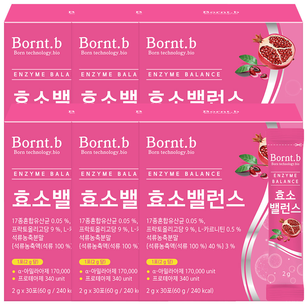 <b>본트비</b> 효소 밸런스 소화효소 5종 모유유산균 석류맛 6박스