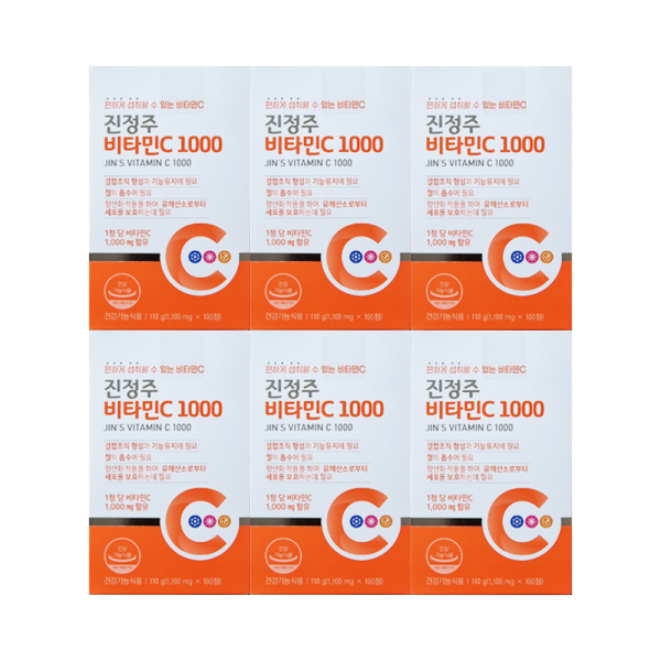 <b>제일헬스사이언스</b> 진정주 <b>비타민C</b> 1000 1100mg X 100정 6박스 진약사몰