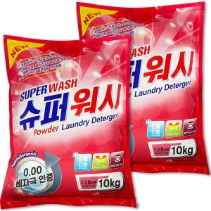 슈퍼워시 찬물에 잘 녹는 가루세탁세제 10kgx2개 찬물 세제