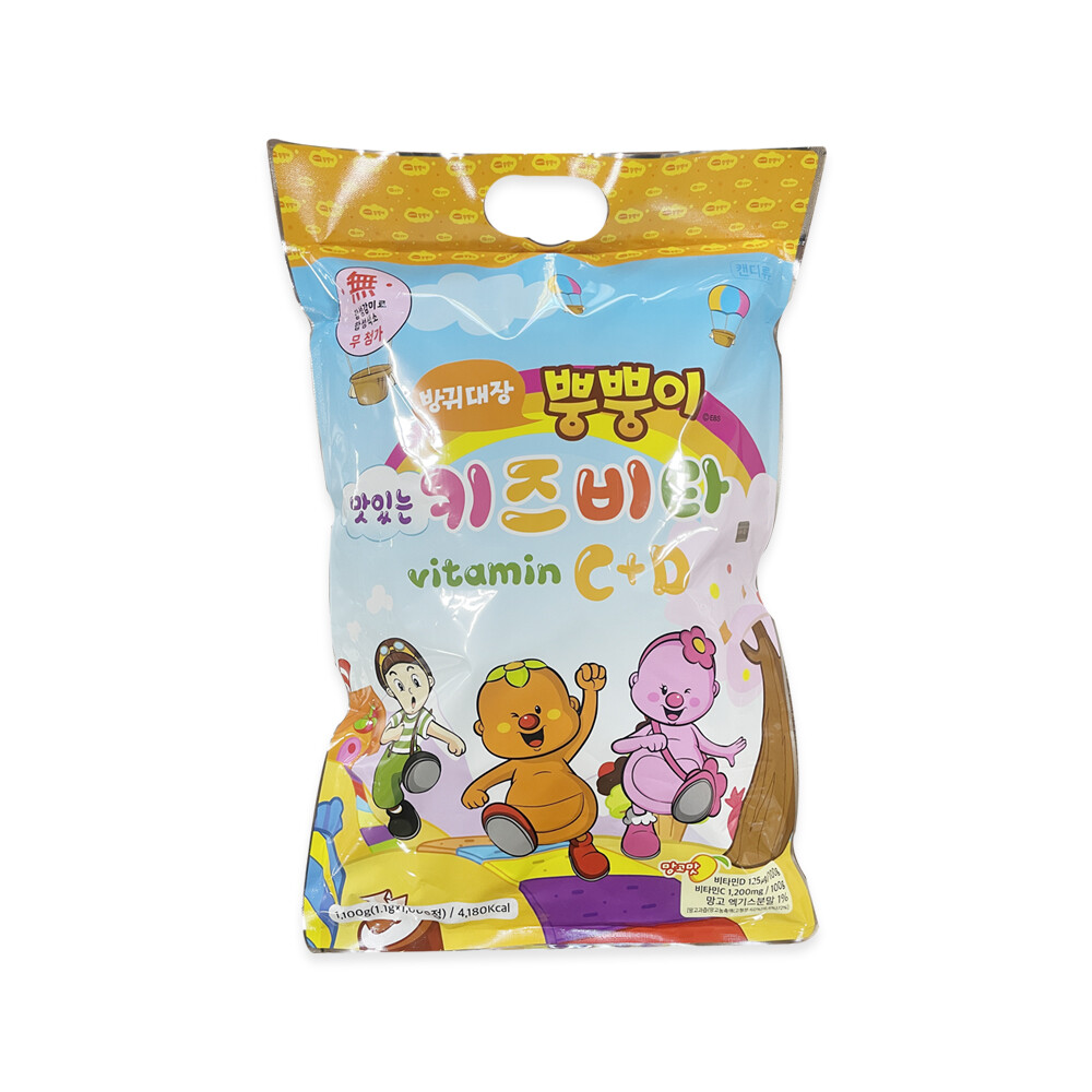 <b>남양바이오</b> 방귀대장 뿡뿡이 1000정 C 플러스 D 망고맛 키즈 비타민