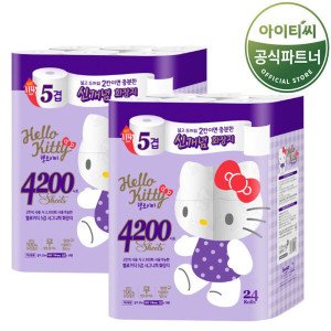 아이티씨 헬로키티 5겹 시그니처 화장지 20M 24롤 2팩 48롤 박스포장
