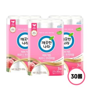 깨끗한나라 깨끗한나라 허브가든 피오니 프리미엄 27M 30롤 x 3팩
