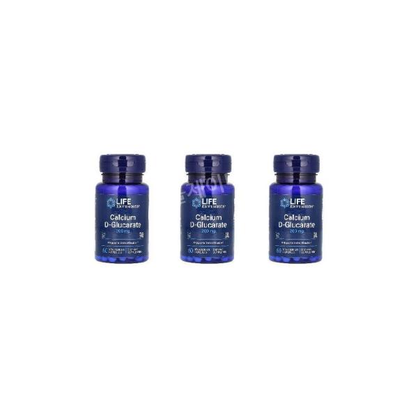 3개 라이프익스텐션 칼슘 d-글루카레이트 칼슘 영양제 Calcium 200mg 60정