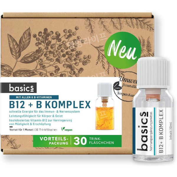 액상<b>비타민 B12</b> B컴플렉스 엽산 니아신 비오틴 B복합체 1팩 30병
