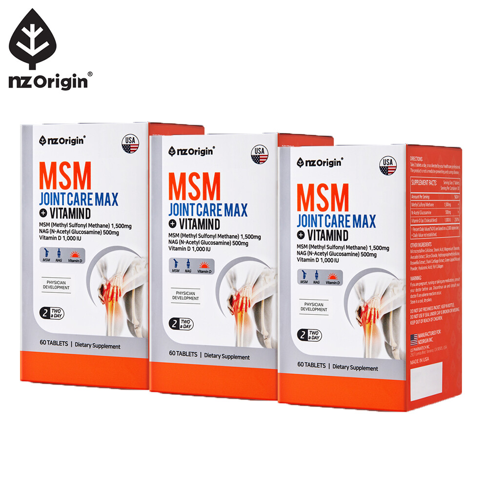 <b>엔젯오리진 엠에스엠</b> 조인트 케어맥스 MSM 아세틸글루코사민 3통