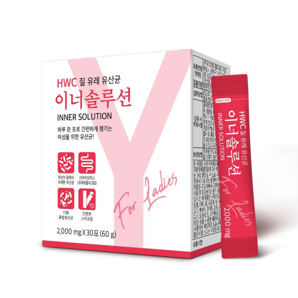 HWC 이너솔루션 여성유산균 질유산균 2gx 30포 1박스 (3개 구매시 1개 더)