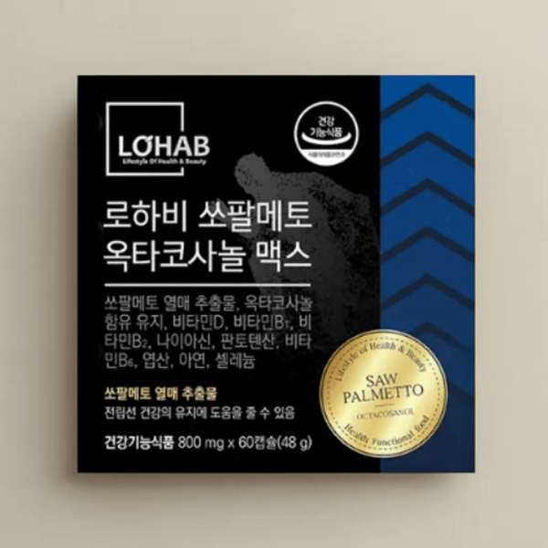 <b>로하비</b> <b>로하비</b> 쏘팔메토 <b>옥타코사놀</b> 맥스 60정 4박스 남성 건강에 도움 60정/4개