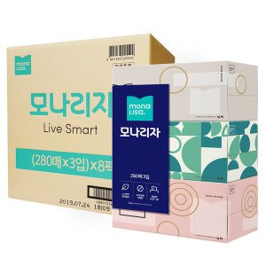 모나리자 모나리자 각티슈 280매 24개 미용티슈 화장지 휴지 (3입8팩)