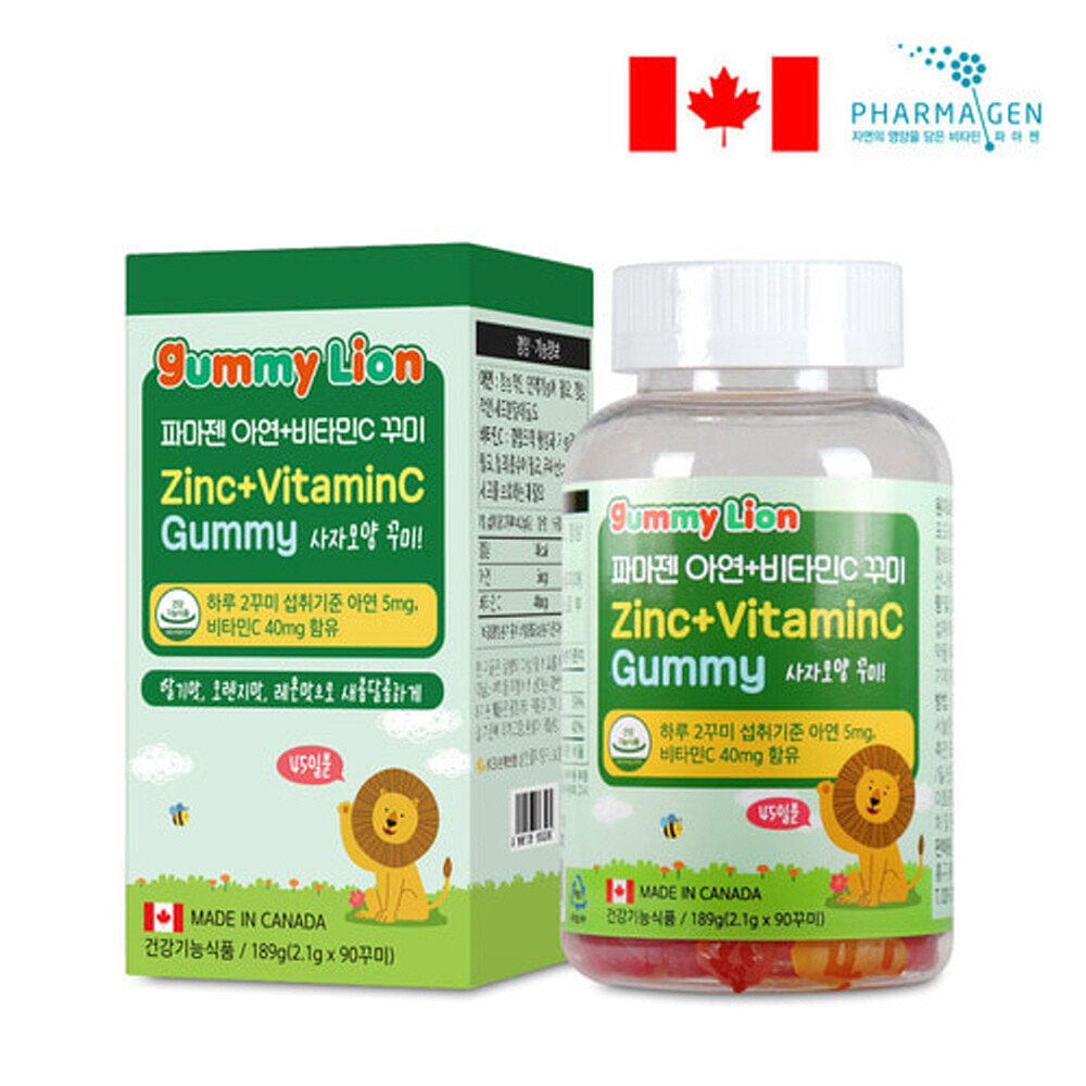 파마젠 아연 <b>비타민C</b> 꾸미 90구미 어린이 키즈 3세이상 초등학생 성인 영양제 천연향 맛있는 씹어먹는 젤리 캐나다
