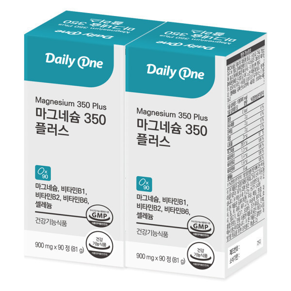 데일리원 <b>데일리원 마그네슘</b> 350 플러스 고함량 대용량 영양제 2통