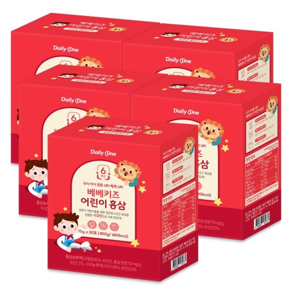 데일리원 베베키즈 어린이 <b>홍삼</b> 유아 아동 젤리 5통