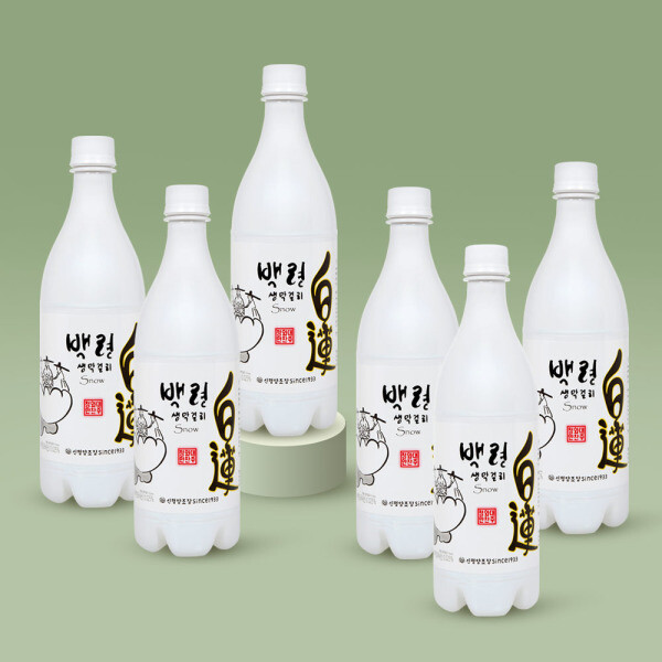 Baengnyeon Saeng Makgeolli Snow 750ml, 6 Bottles, Traditional Korean Liquor / Sinpyeong Brewery