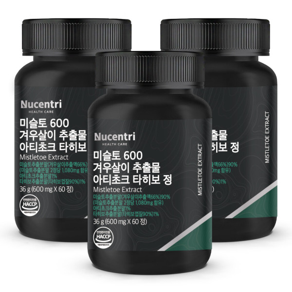 뉴센트리 미슬토 겨우살이 추출물 아티초크 타히보 정 효능 국내산 참나무 미슬토 60정 3박스