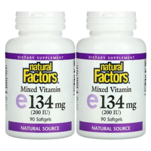 NaturalFactors <b>비타민E</b> 134mg 90소프트젤 2병 토코페놀 <b>vitaminE</b>