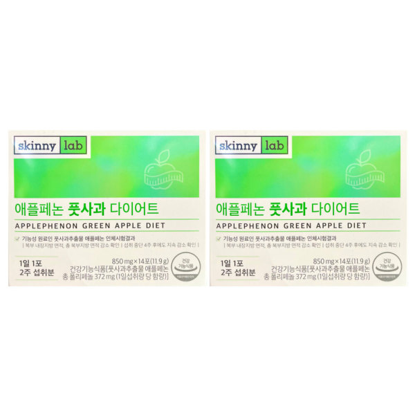 <b>헬스밸런스</b> 스키니랩 애플페논 풋사과 <b>다이어트</b> 14정 x2개 / 폴리페놀 372mg