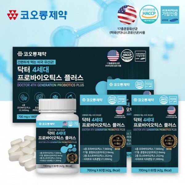 코오롱제약 닥터 4세대 프로바이오틱스 락토바실러스 프리바이오틱스 사과초모식초 6개월분