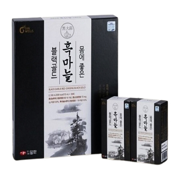 <b>진웰스</b> <b>진웰스 몸에좋은 흑마늘 블랙골드</b> 홍삼즙 발효 마늘농축액 파우치 팩 <b>70ml</b> 30포