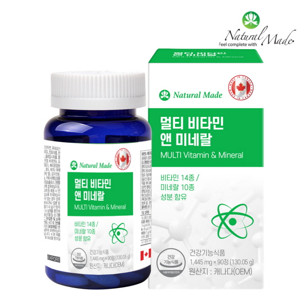멀티비타민 앤 미네랄비타민A 비타민D <b>비타민E</b> 비타민K 판토텐산 셀레늄 나이아신 비오틴 베타카로틴 아연 종합비타민  90정  1개