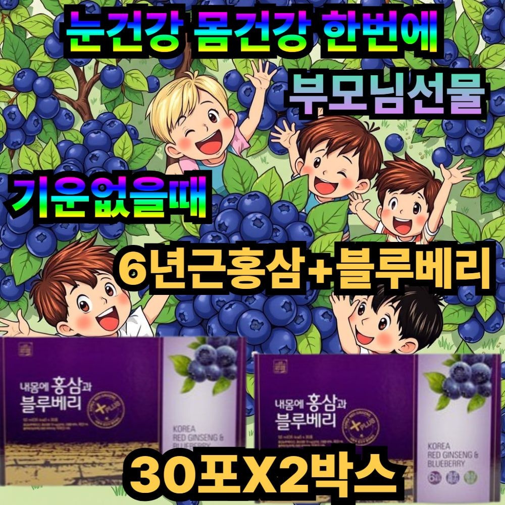 <b>만성피로</b>힘들때 양가어머니선물 6년근홍삼블루베리 30포X2박스
