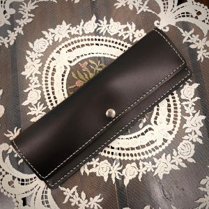 클래식 스티치 플랩 소가죽 필통 펜슬케이스 18컬러, 무드로즈