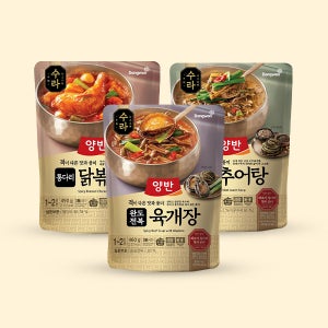 동원 양반 수라 완도전복육개장 460g, 통다리닭볶음탕490g, 보양추어탕460g (1~2인분 2개씩 총 6개)