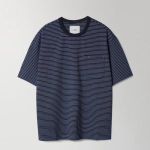[인더로우] STRIPE CREW PANEL T SHIRT - DEEP NAVY ITRSS24JS01DN