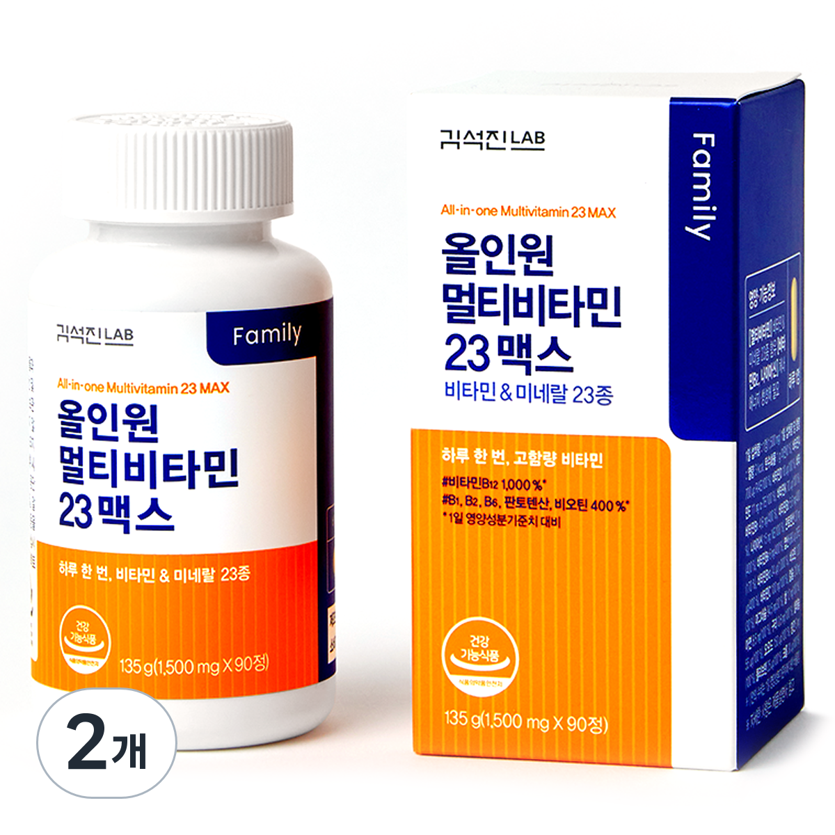 <b>김석진랩</b> 올인원 멀티비타민 23맥스 135g  90정  2개