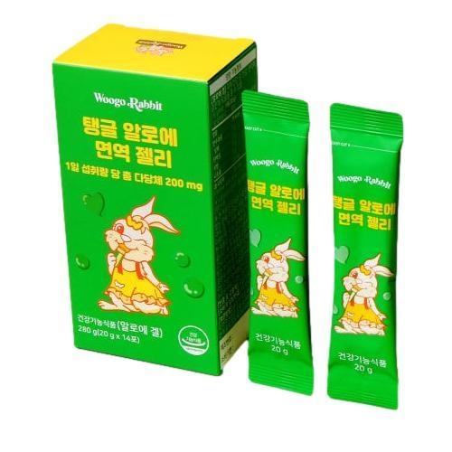 우고래빗 탱글 알로에 <b>면역</b> 젤리 20g x 14포, 4개