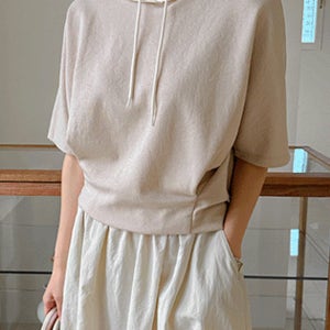 포미 핀턱 후드 티