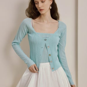 [와이와이아이엠] 5/29일 예약배송_YY_Suspender top and cardigan set_BLUE YY_Suspender top and cardigan set_BLUE