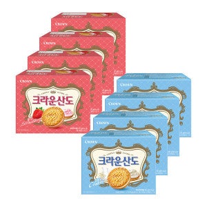 크라운 크라운산도 크림 161g 4팩+딸기 161g 4팩