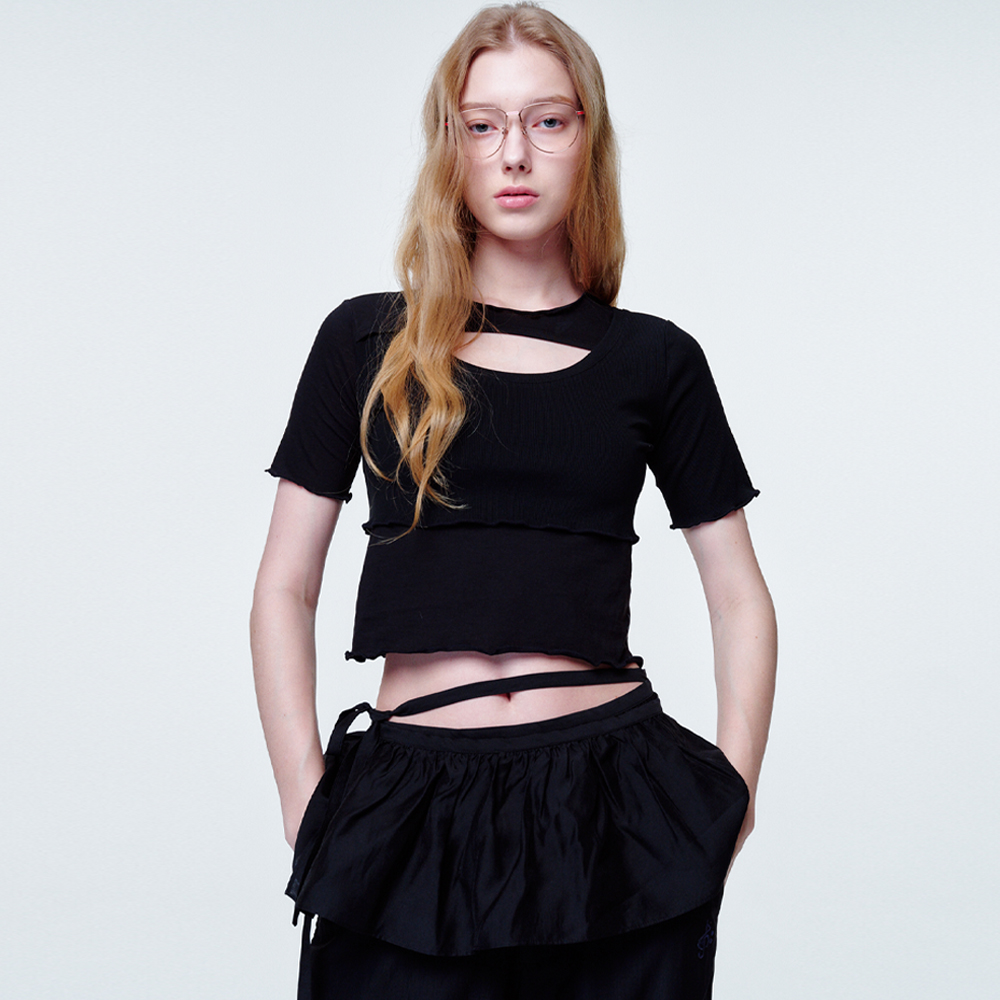 [2113 스튜디오] Ruffle wrap belt Black