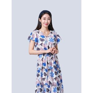 [올리비아하슬러]  블루 트로피칼 프린팅 롱원피스 OHBMOP902
