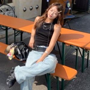 [티메이커] 베이직 에센셜 슬리브리스 탑 BK RAF5TL2701BK