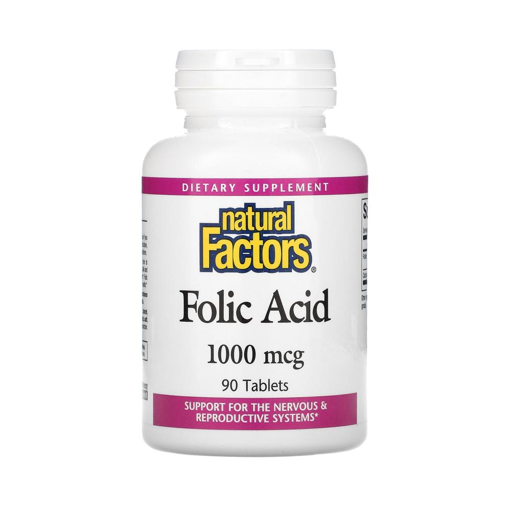<b>네추럴</b>팩터스 <b>엽산</b> 1000mcg 90정 Folic acid Folate Calcium 칼슘