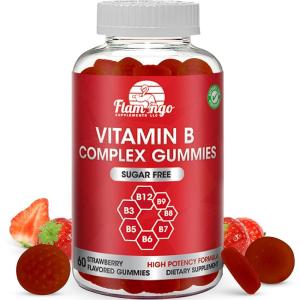 Flamingo Supplements <b>비타민</b> B 복합체 젤리 B12 B7 <b>B6</b> 니아신 B5 B8 B9 엽산 60정