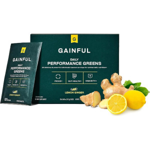 Gainful Daily Performance Greens 파우더 레몬 생강 L테아닌 그린 <b>클로렐라</b> 아답토젠 28개패킷