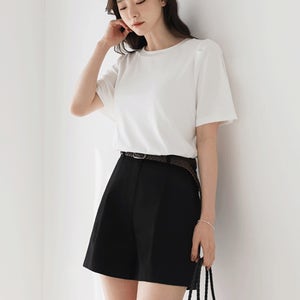[소장필수!데일리룩]타헤나 라운드 윙 슬리브 스판 티셔츠[단독특가]