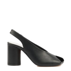 MM6 블랙 오픈 토 샌들 S66WP0104P5000T8013