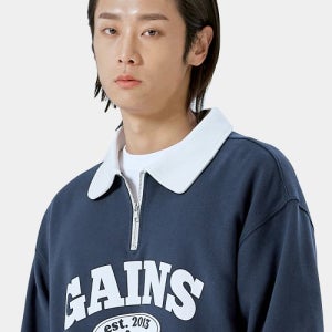 [게인스보로] 골든로고 카라 맨투맨_네이비 GB073NV