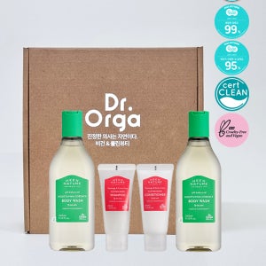 [선물 세트]  닥터올가 약산성 바디 워시 세트 ( 어성초 바디 워시 325mlX2 + 알파인 로즈 헤어 키트 + 선물박스 )