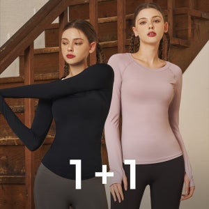 긴팔티셔츠 에어퍼펙션 롱슬리브 헬스복상의 1+1 레이어드티셔츠