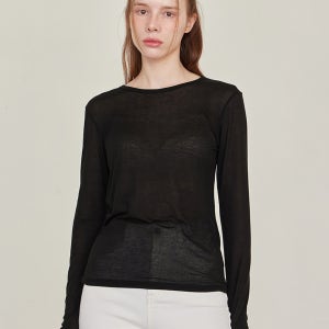 [르세지엠] 씨스루 텐셀 긴팔티셔츠 - 블랙 24SMTP03