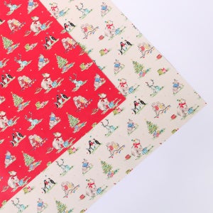 캐스키드슨 양면 포장지 - 크리스마스 레드 & 크림 10매 CK-LWP-CHR-10