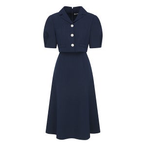 [JJ지고트] 쥬얼 버튼 재킷 플레어 원피스 (NAVY) GR5P0OP521