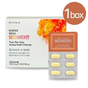 <b>닥터체크</b> <b>닥터체크</b> 투퍼데이 액티브 멀티비타민 종합비타민 고함량 영양제 120정 1박스