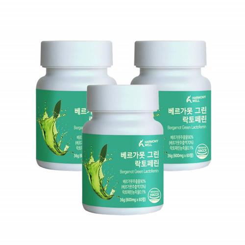 베르가못 <b>그린</b> 락토페린 정 60정 3통 혈당<b>케어</b> 질건강 <b>대장</b>암