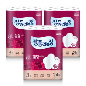 잘풀리는집 미래생활 잘풀리는집 퀼팅 3겹 화장지 (너비107mm) 30m x 24롤 x 3팩