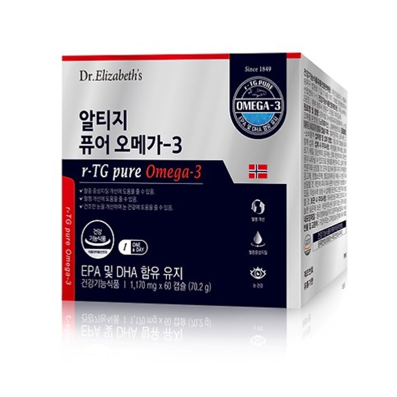닥터엘리자베스 <b>알티지 퓨어 오메가3</b> 1170mg x 60캡슐, 1개