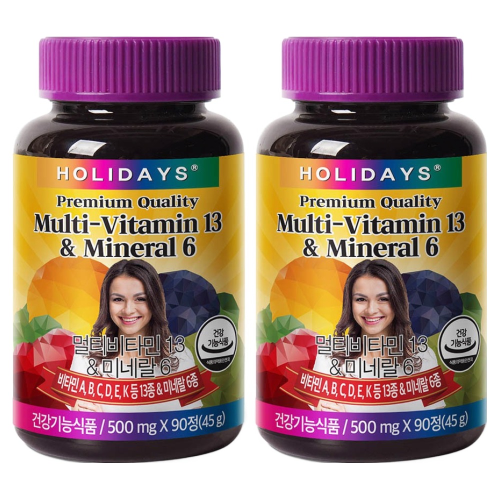<b>홀리데이즈</b> 멀티<b>비타민</b>13 앤 미네랄6  90정  2개